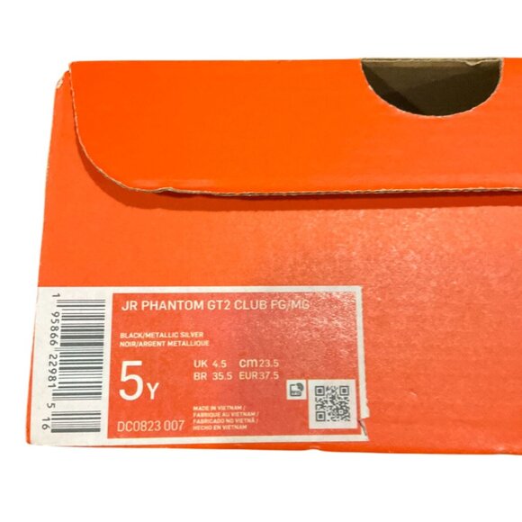 Nike Jr Phantom GT2 Club MG/FG Youth Soccer Cleats Size 5Y Black/Metallic/Silver - Picture 4 of 10